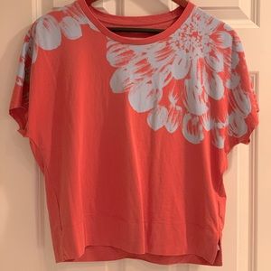 Orange Anthro Blouse w/ Blue Flower Accents